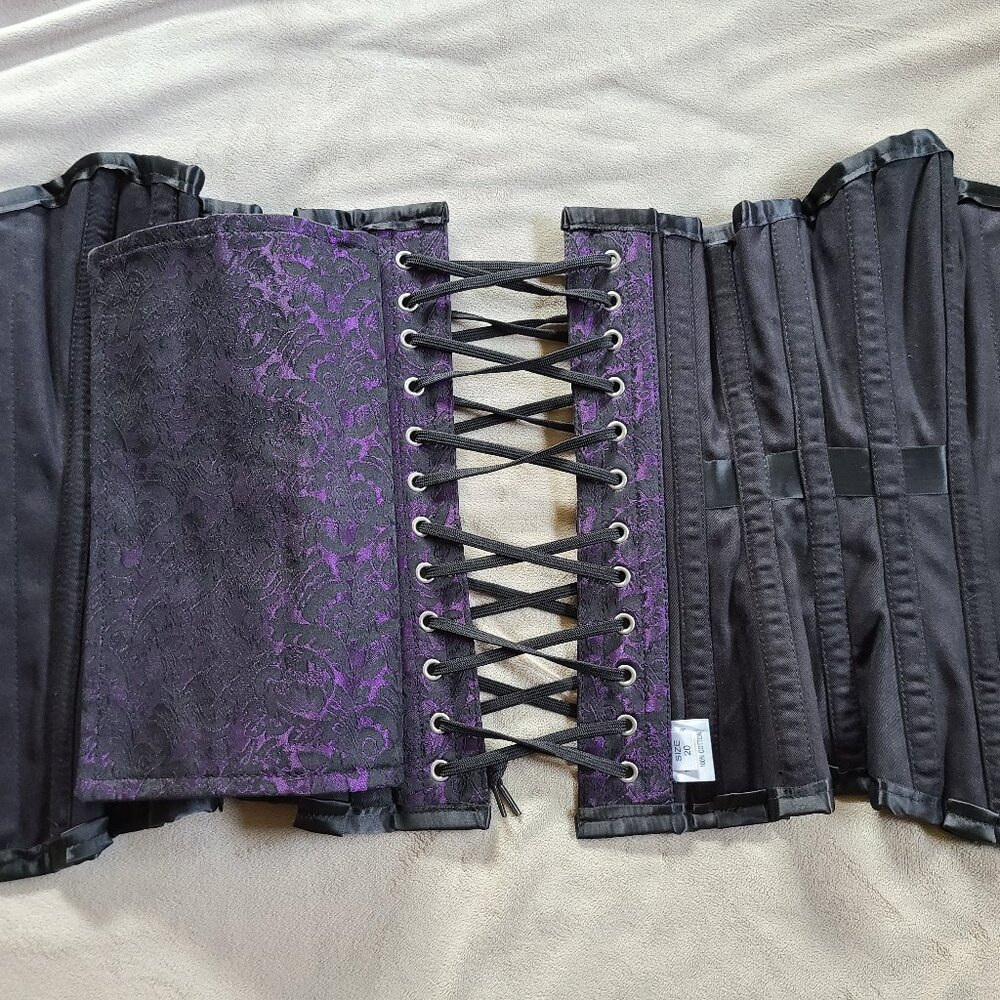 Orchard Corset Purple & Black Brochade Overbust Corset - Picture 4 of 5